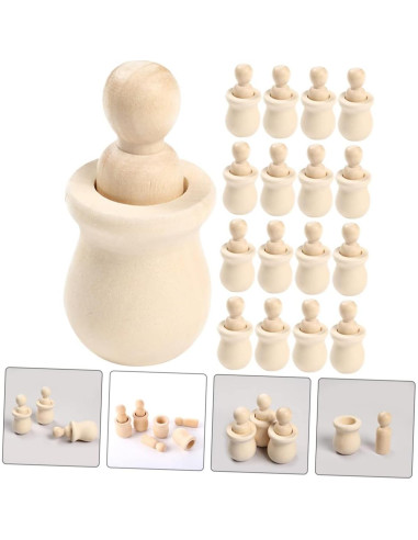 20 Muñecos de Madera en Blanco NUOBESTY para Manualidades