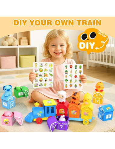 Juguete Montessori Tren de Animales de Granja Shantou 9 Graneros
