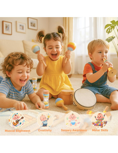 Set de Instrumentos Musicales Montessori para Bebés - 8 Piezas