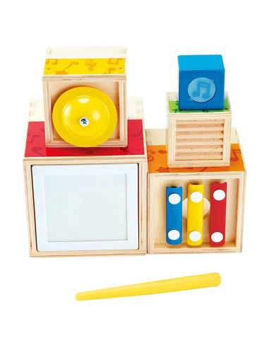 Set de Música Apilable Hape | Juguete Musical de Madera 6 Piezas