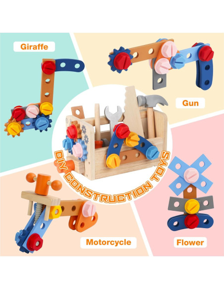 Juego de Herramientas de Madera Totatatree 36PCS para Niños 3+ Juego de Herramientas de Madera Totatatree 36PCS para Niños 3+