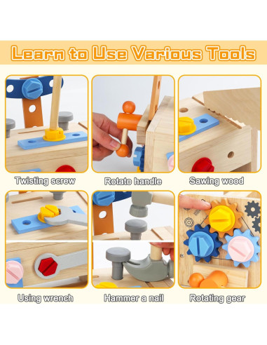 Juego de Herramientas de Madera Totatatree 36PCS para Niños 3+