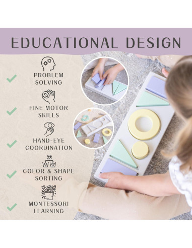 Clasificador de Formas de Madera Montessori CeCe LaRue 29.85x10.16cm