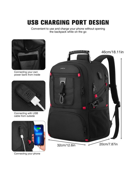 Mochila Aislada para Laptop 17.3" Marca Modelo 40L USB Mochila Aislada para Laptop 17.3" Marca Modelo 40L USB