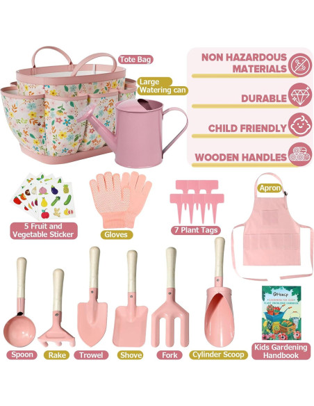 Juego de Jardinería para Niños Qtioucp 14 Piezas Rosa Juego de Jardinería para Niños Qtioucp 14 Piezas Rosa