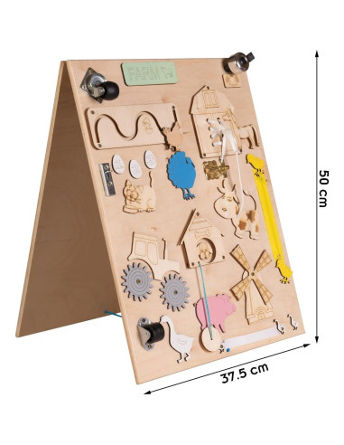 Tablero Sensorial de Madera Leo Montessori 50cm Natural
