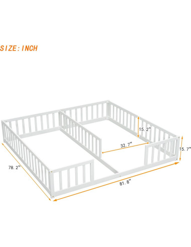 Cama Individual en el Suelo RuiSiSi con Barandilla Blanca