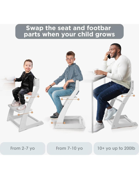 Silla Alta Fornel Blanca de Madera Ajustable para Niños y Adultos Silla Alta Fornel Blanca de Madera Ajustable para Niños y Adultos