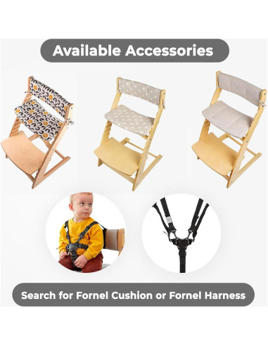 Silla Alta Fornel Blanca de Madera Ajustable para Niños y Adultos
