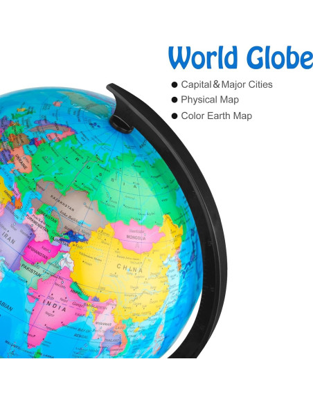 Globo Terráqueo Wizdar 25.4 cm Educativo Rotatorio para Niños Globo Terráqueo Wizdar 25.4 cm Educativo Rotatorio para Niños