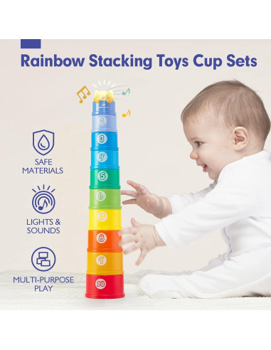 Libro Sensorial para Bebés Hahaland + 10 Tazas Apilables