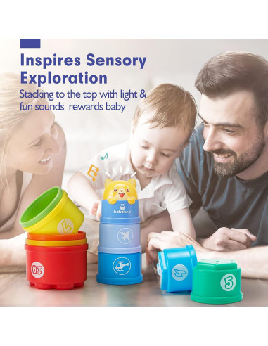 Libro Sensorial para Bebés Hahaland + 10 Tazas Apilables