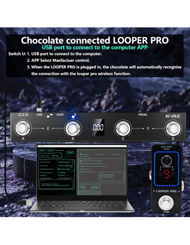 Controlador de pie MIDI inalámbrico Chocolate Plus 4 botones