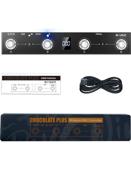 Controlador de pie MIDI inalámbrico Chocolate Plus 4 botones Controlador de pie MIDI inalámbrico Chocolate Plus 4 botones