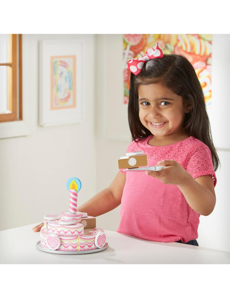 Juego de Comida de Madera Pastel 3 Capas Melissa & Doug Juego de Comida de Madera Pastel 3 Capas Melissa & Doug