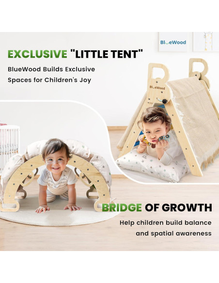 Conjunto Triángulo Pikler BlueWood con Cojín - Juguetes de Escalada Conjunto Triángulo Pikler BlueWood con Cojín - Juguetes de Escalada