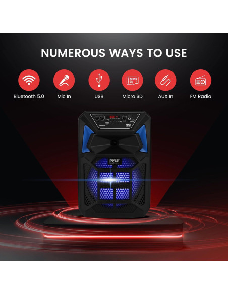 Altavoz PA Bluetooth Pyle 400W con micrófono y luces LED Altavoz PA Bluetooth Pyle 400W con micrófono y luces LED