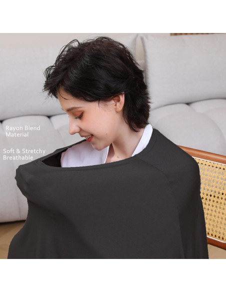 Cubierta de Lactancia Seejoy Poncho 360 Rayón Suave Negro Cubierta de Lactancia Seejoy Poncho 360 Rayón Suave Negro