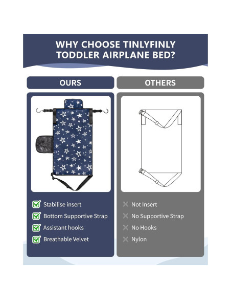 Cama de avión para niños TinlyFinly, hamaca portátil antideslizante Cama de avión para niños TinlyFinly, hamaca portátil antideslizante