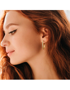 Pendientes de Aro de Oro 14k Huggie con Circonitas 30mm 2