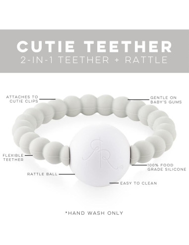Mordedor y Sonajero Cutie Teether Ryan & Rose Gris