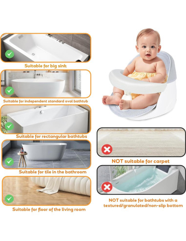 Asiento de baño giratorio 360 para bebés - Blanco