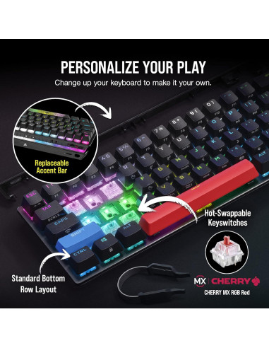 Teclado Mecánico Corsair K70 PRO Mini Wireless RGB 60% - Cherry MX Rojo