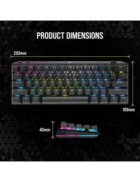 Teclado Mecánico Corsair K70 PRO Mini Wireless RGB 60% - Cherry MX Rojo Teclado Mecánico Corsair K70 PRO Mini Wireless RGB 60% - Cherry MX Rojo