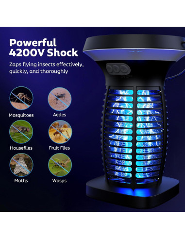 Zapper Solar para Insectos OnBeam 4200V Impermeable Negro
