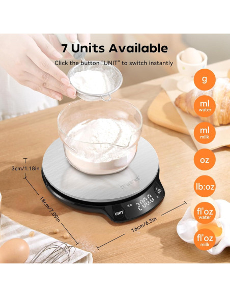 Balanza Digital de Cocina CHWARES 5kg Acero Inoxidable LED Balanza Digital de Cocina CHWARES 5kg Acero Inoxidable LED