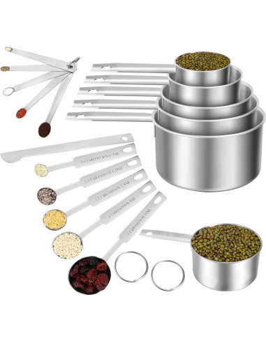 Juego de Tazas y Cucharas Medidoras Guiqulai - 16,5 Tazas de Acero Inoxidable