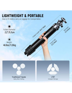 Trípode de Viaje NEEWER LT07 Aluminio 61" Cabezal de Bola 2