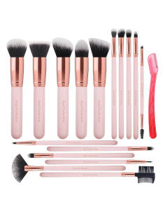 Juego de Brochas de Maquillaje Real Perfection 16 Pcs Rosa