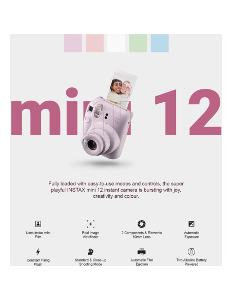 Cámara Instantánea Fujifilm Instax Mini 12 + Accesorios + 50 Hojas Cámara Instantánea Fujifilm Instax Mini 12 + Accesorios + 50 Hojas