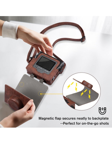 Funda Protectora Fintie para Cámara Fujifilm Instax Wide EVO - Cuero Vegano Marrón