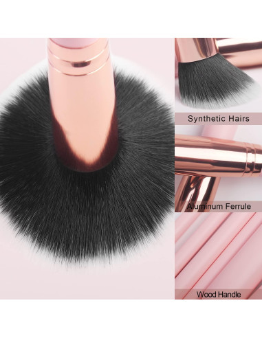 Juego de Brochas de Maquillaje Real Perfection 16 Pcs Rosa