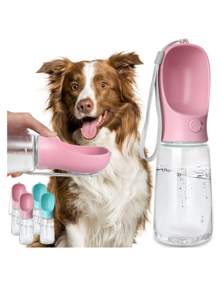 Botella de Agua para Perros Kalimdor 0.56L Rosa a Prueba de Fugas Botella de Agua para Perros Kalimdor 0.56L Rosa a Prueba de Fugas