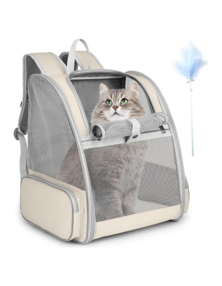 Mochila Transportadora para Gatos SSAWcasa 38x32x42cm Beige Mochila Transportadora para Gatos SSAWcasa 38x32x42cm Beige