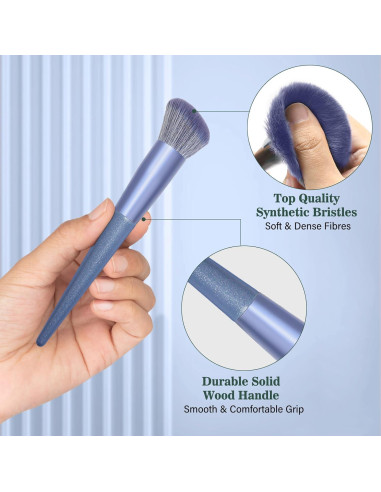 Juego de Brochas de Maquillaje LUXBRU 17 Piezas Azul