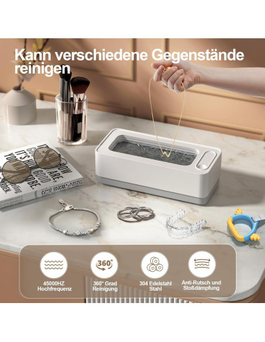 Limpiador Ultrasónico de Joyas y Gafas 45KHz Portátil