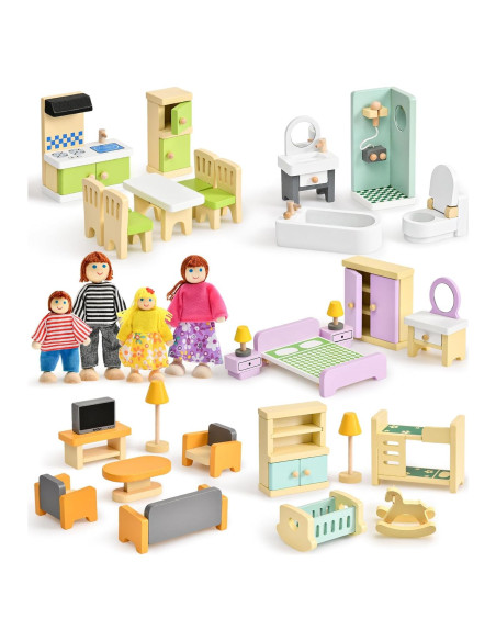 Juego de Muebles de Casa de Muñecas Toyssa 36 Piezas Colorido Juego de Muebles de Casa de Muñecas Toyssa 36 Piezas Colorido
