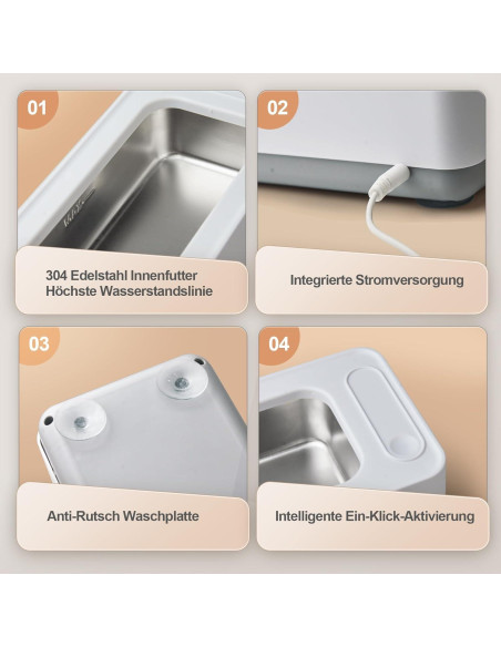 Limpiador Ultrasónico de Joyas y Gafas 45KHz Portátil Limpiador Ultrasónico de Joyas y Gafas 45KHz Portátil