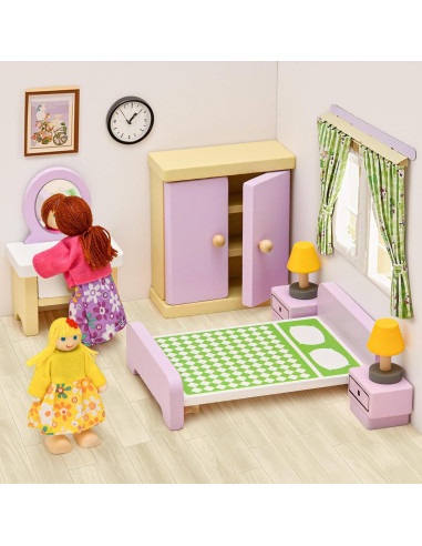 Juego de Muebles de Casa de Muñecas Toyssa 36 Piezas Colorido
