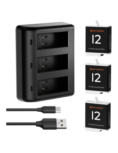 Baterías K&F Concept Hero 12 Enduro 1730mAh 3-Pack Cargador