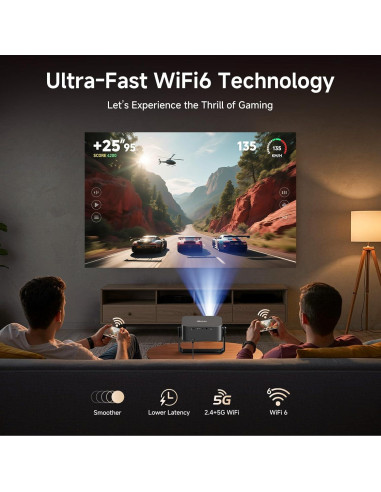 Proyector 4K iSinbox YG381 con WiFi y Bluetooth, 1200 lúmenes