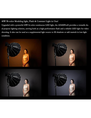 Flash Godox AD600Pro II con Luz LED Bicolor 40W