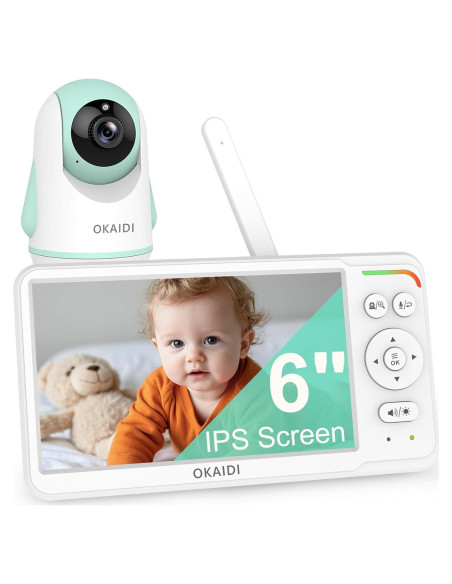 Monitor de Bebé OKAIDI con Cámara 6" IPS, 30H Batería, Sin WiFi Monitor de Bebé OKAIDI con Cámara 6" IPS, 30H Batería, Sin WiFi