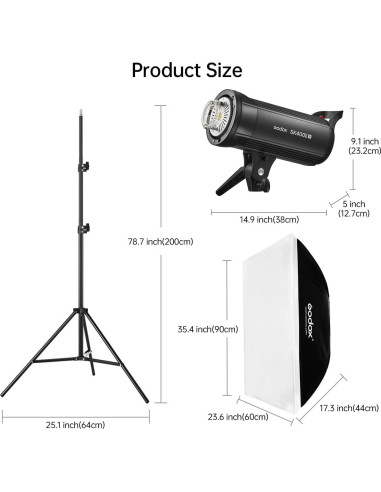 Kit de Luz de Flash Estudio Godox SK400IIV 400W con Softbox