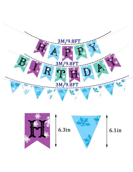 Banner de Cumpleaños Congelados FHGG - 3 Piezas, 81.9g Banner de Cumpleaños Congelados FHGG - 3 Piezas, 81.9g