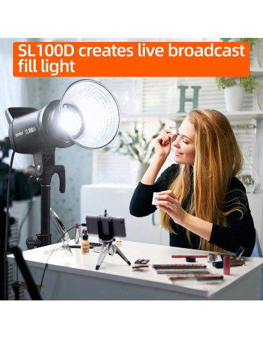 GODOX SL100D Luz de Video 5600K Compacta CRI 96 Efectos 8 Fx